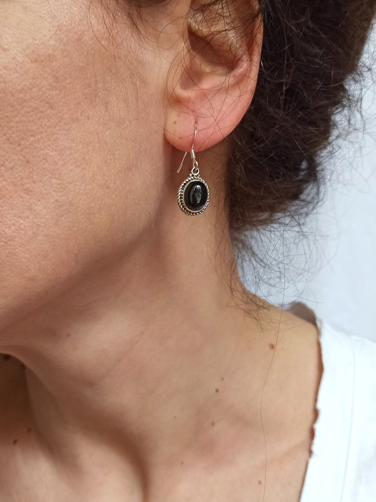 Black onyx 925 silver earrings