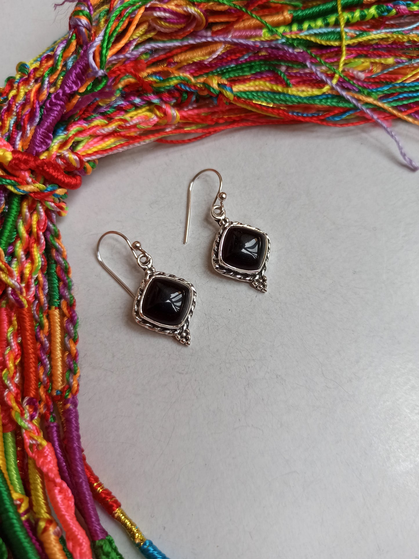 Black onyx 925 silver earrings