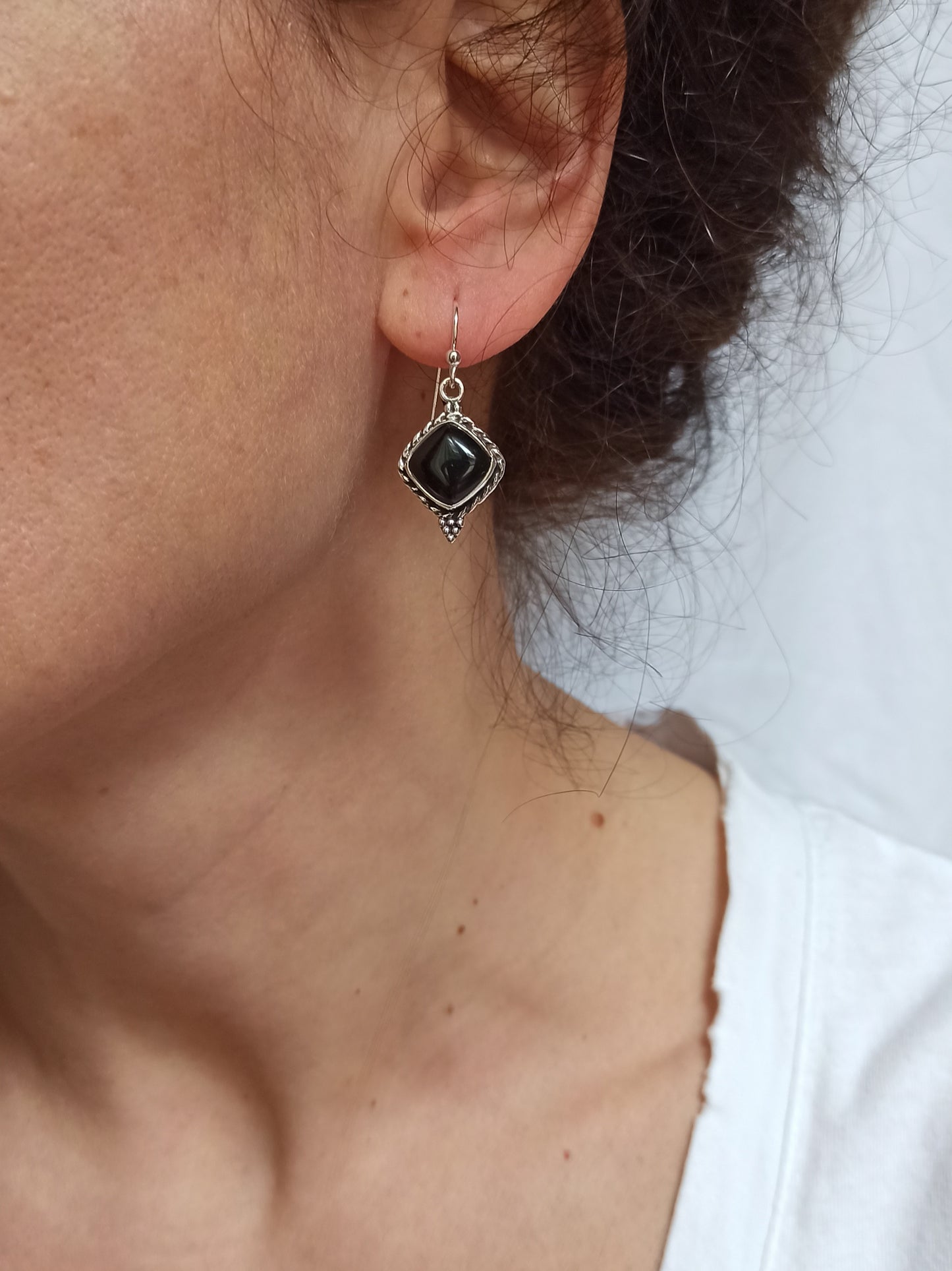 Black onyx 925 silver earrings