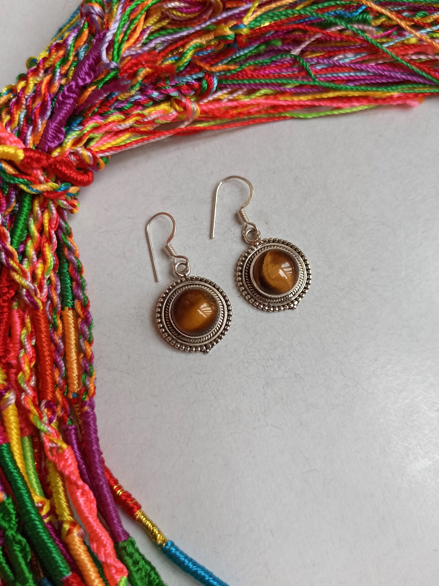 925 silver tiger eye earrings