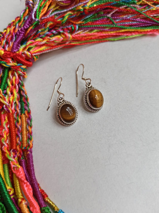 925 silver tiger eye earrings