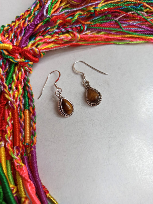 925 silver tiger eye earrings