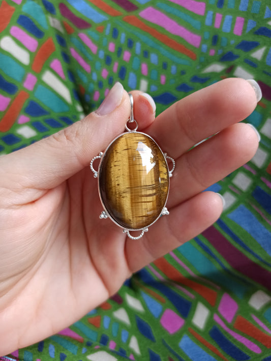 925 silver tiger eye pendant