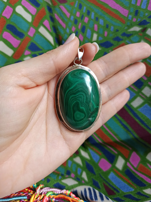 925 malachite silver pendant