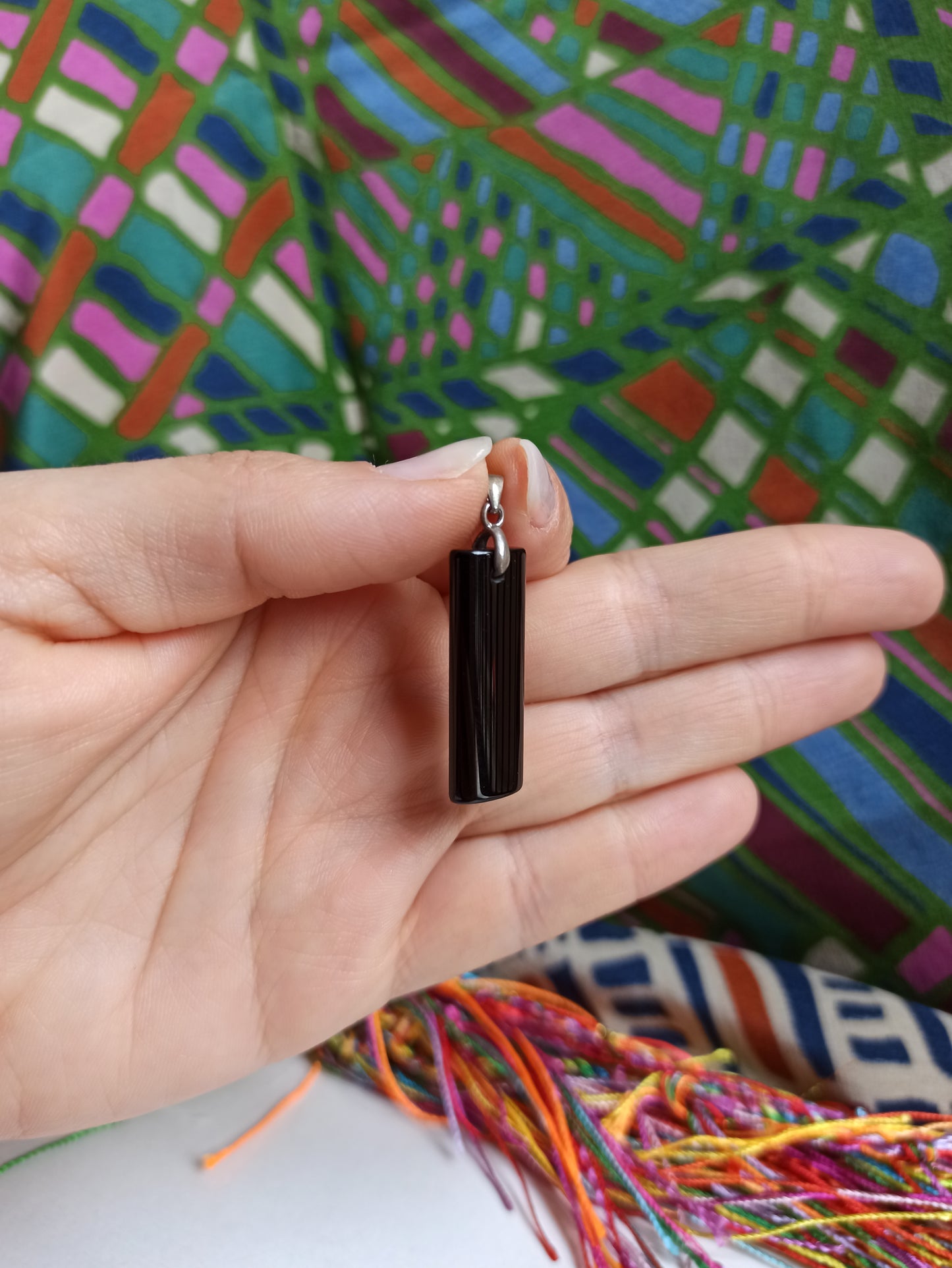 Black onyx 925 silver pendant