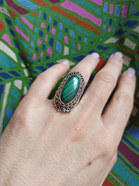 925 malachite silver ring D145