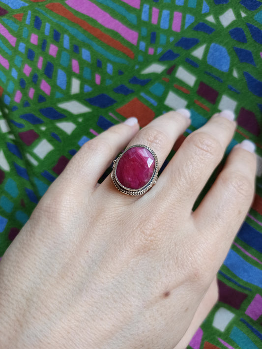 925 silver ring with ruby ​​root D161