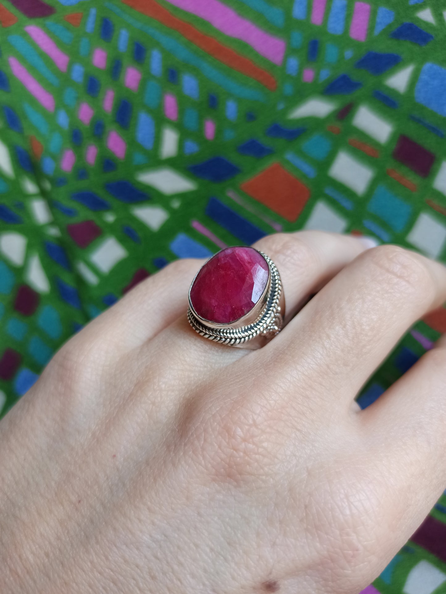 925 silver ring with ruby ​​root D161