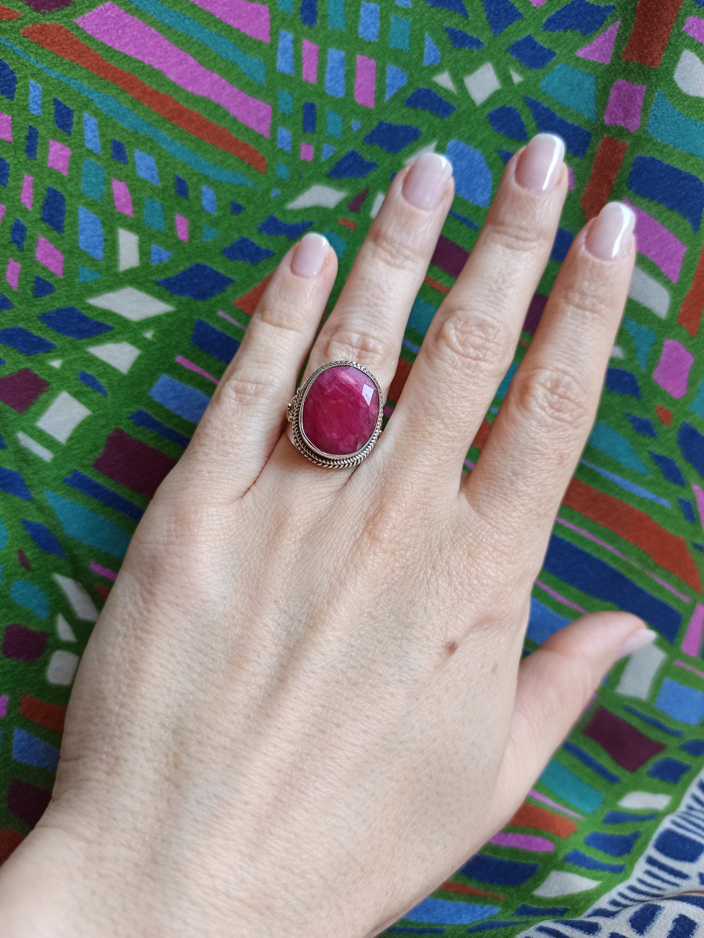 925 silver ring with ruby ​​root D161