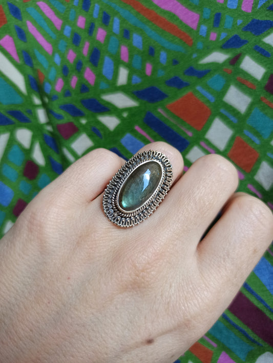 925 silver labradorite ring D154