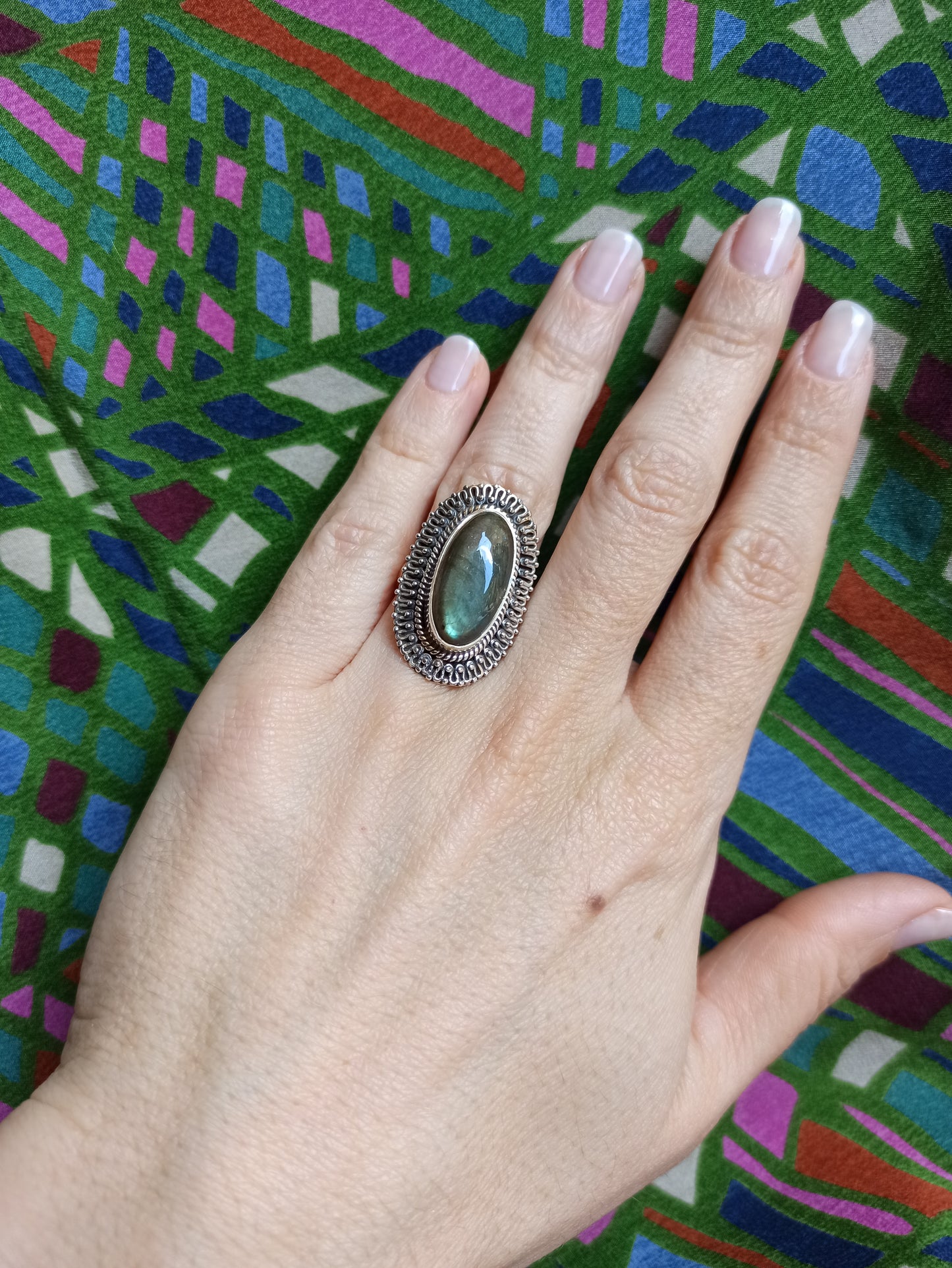 925 silver labradorite ring D154