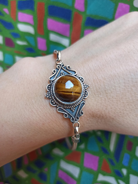 925 Silber Tigerauge Armband B4