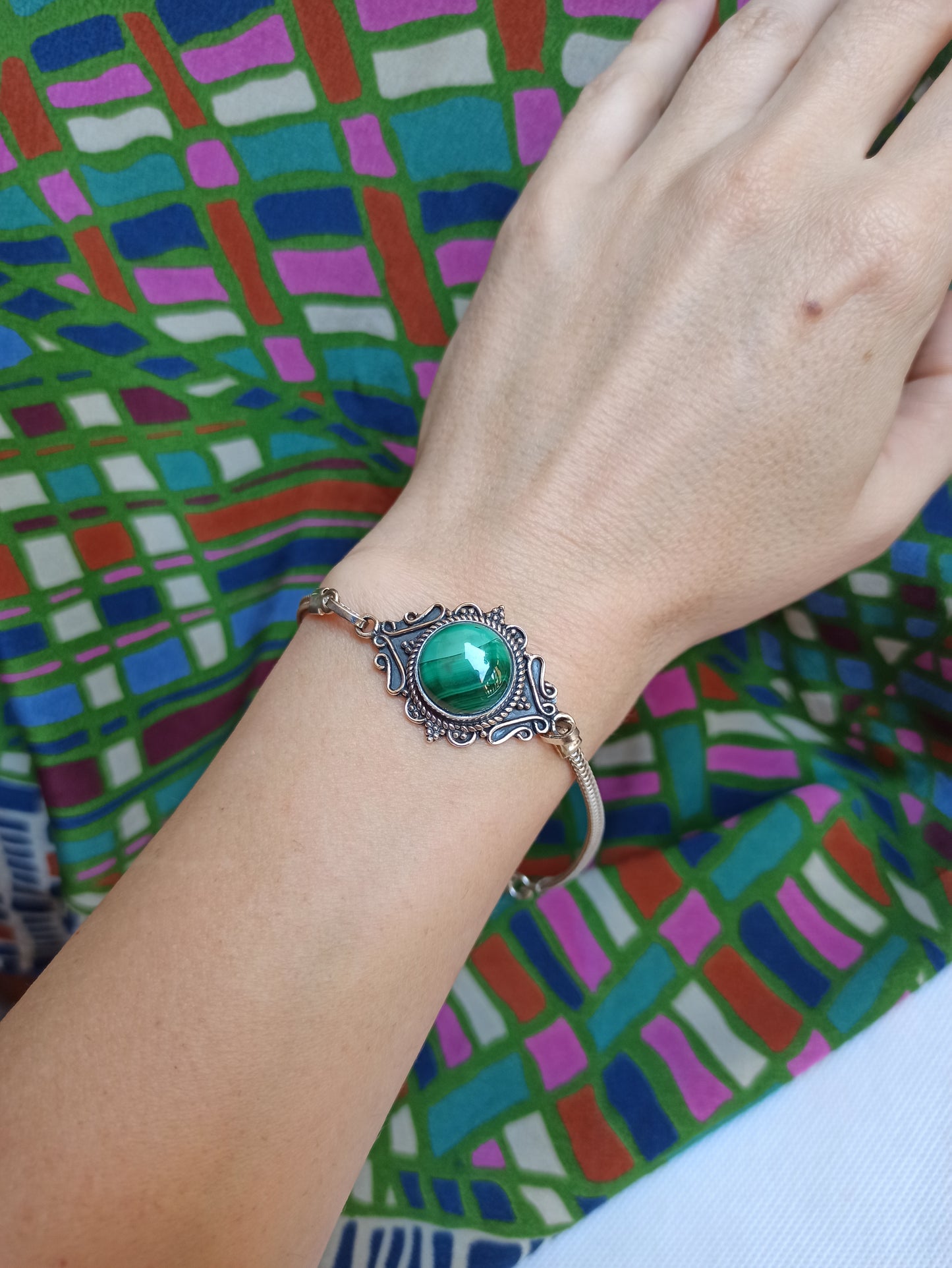 B5 malachite 925 silver bracelet