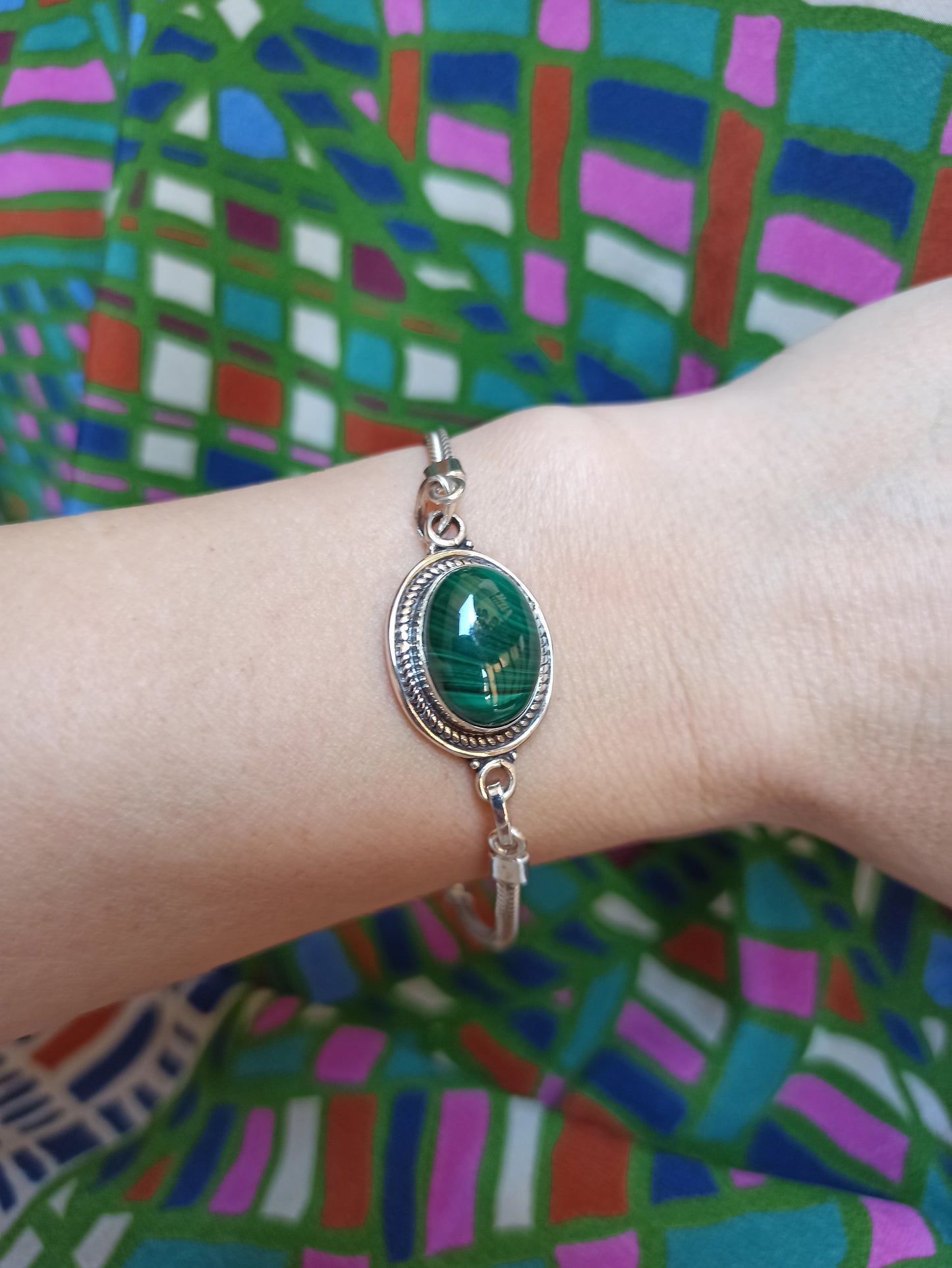 B2 malachite 925 silver bracelet