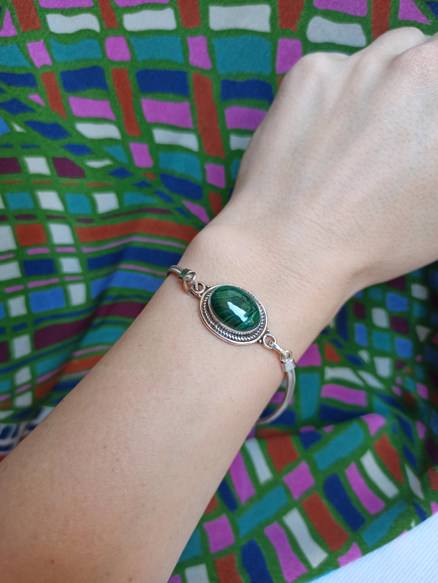 B2 malachite 925 silver bracelet