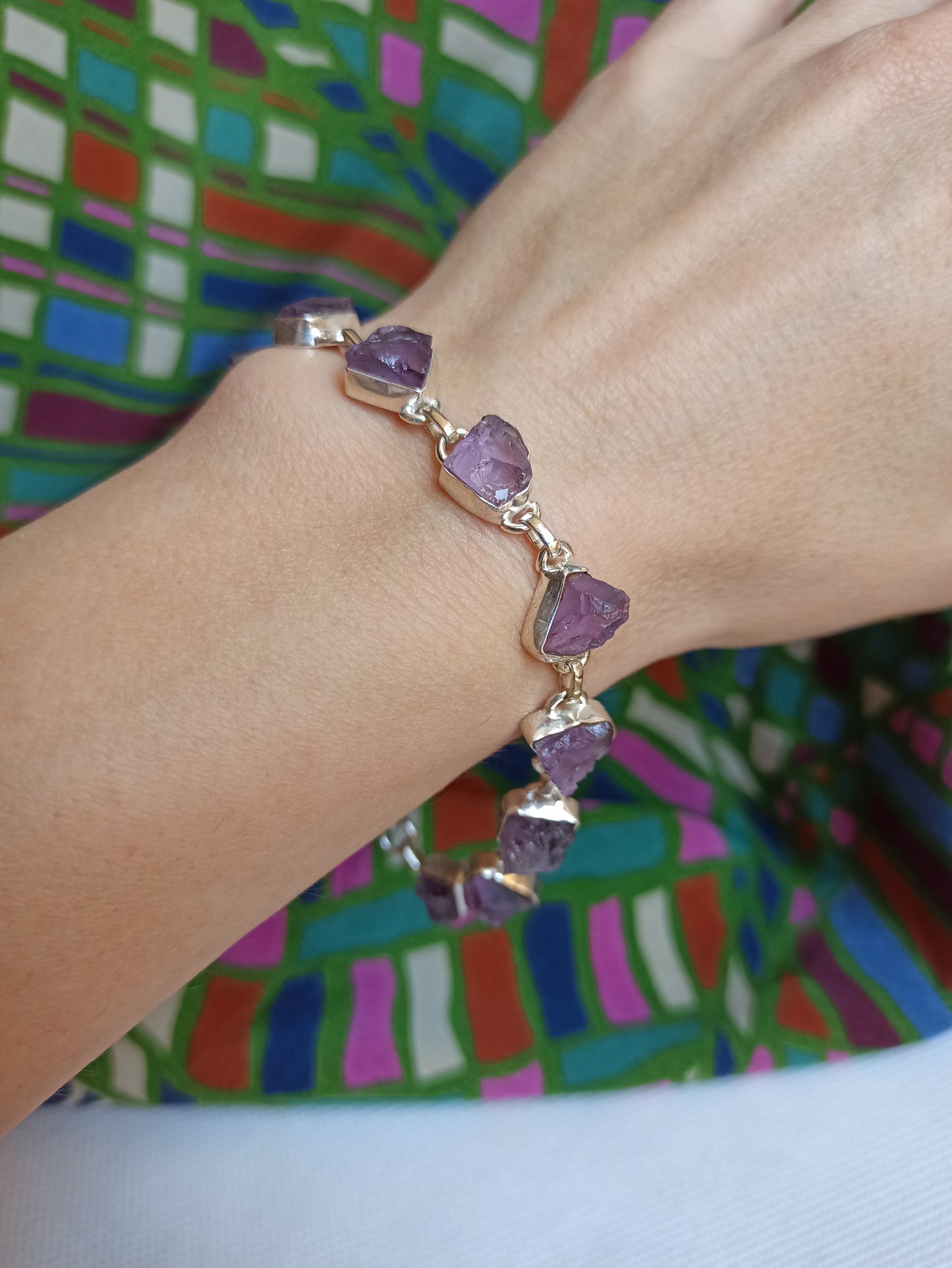 Raw amethyst B14 925 silver bracelet