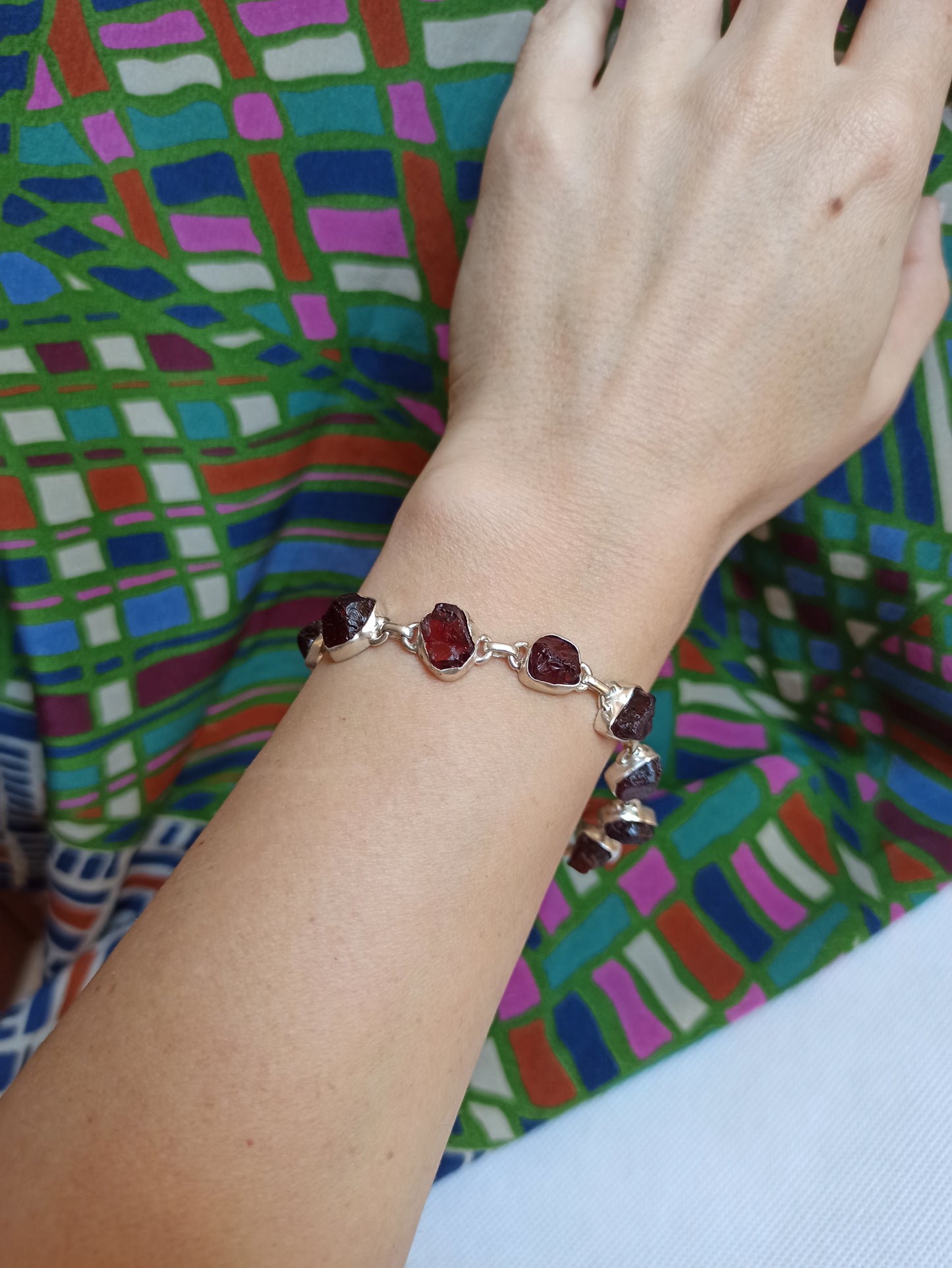 925 sterling silver bracelet with raw B16 garnet