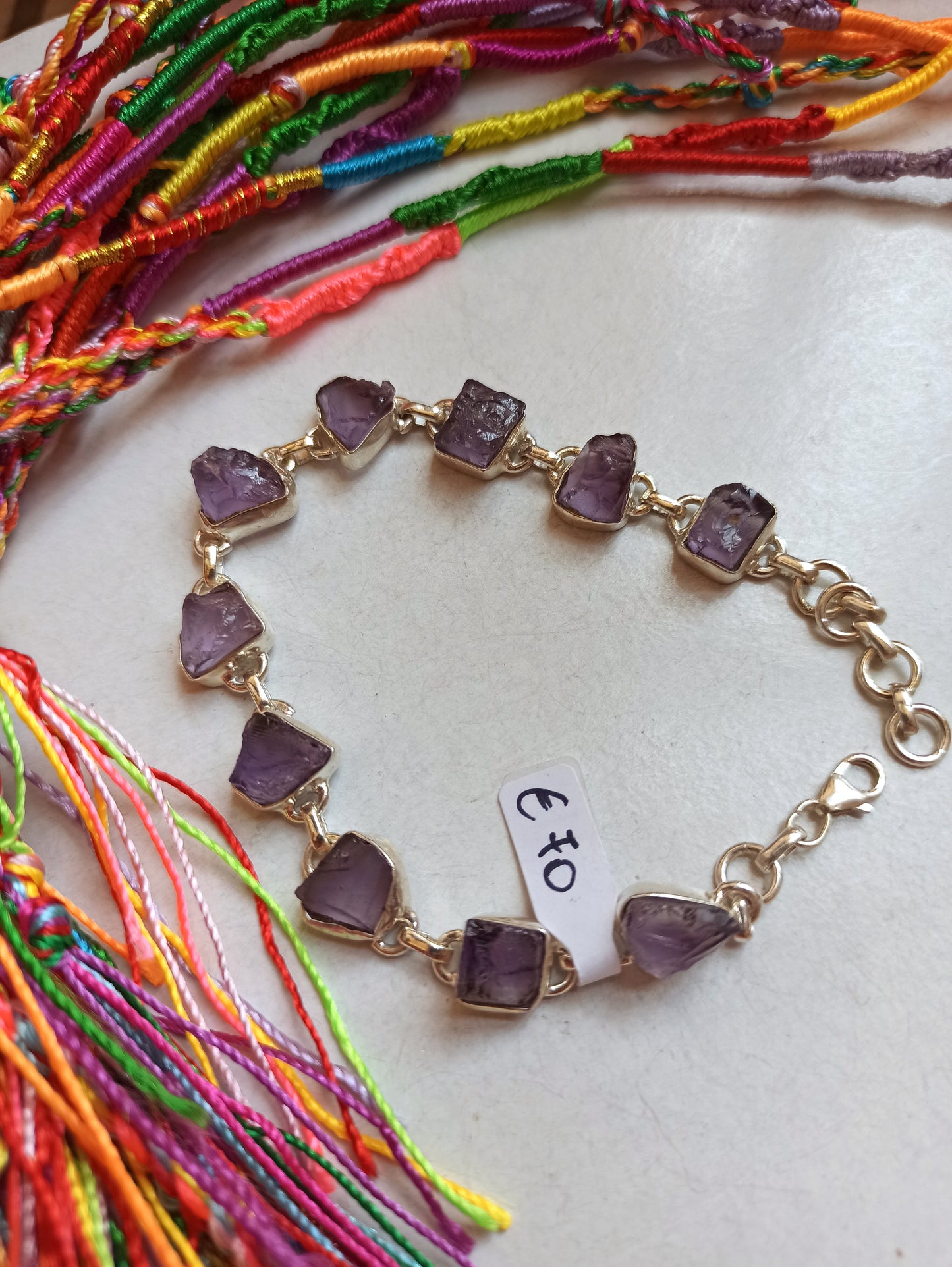 Raw amethyst B14 925 silver bracelet