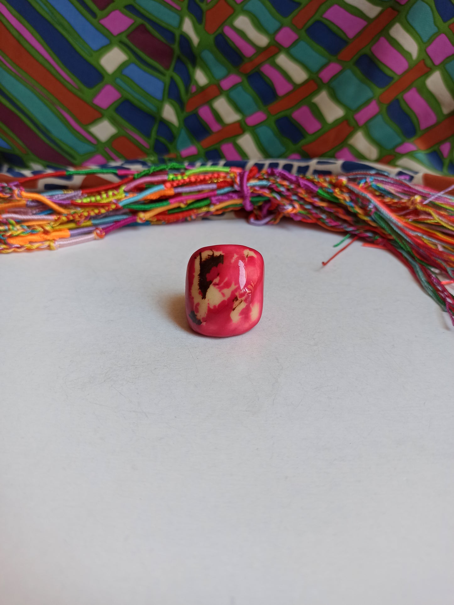 Shocking pink tagua ring