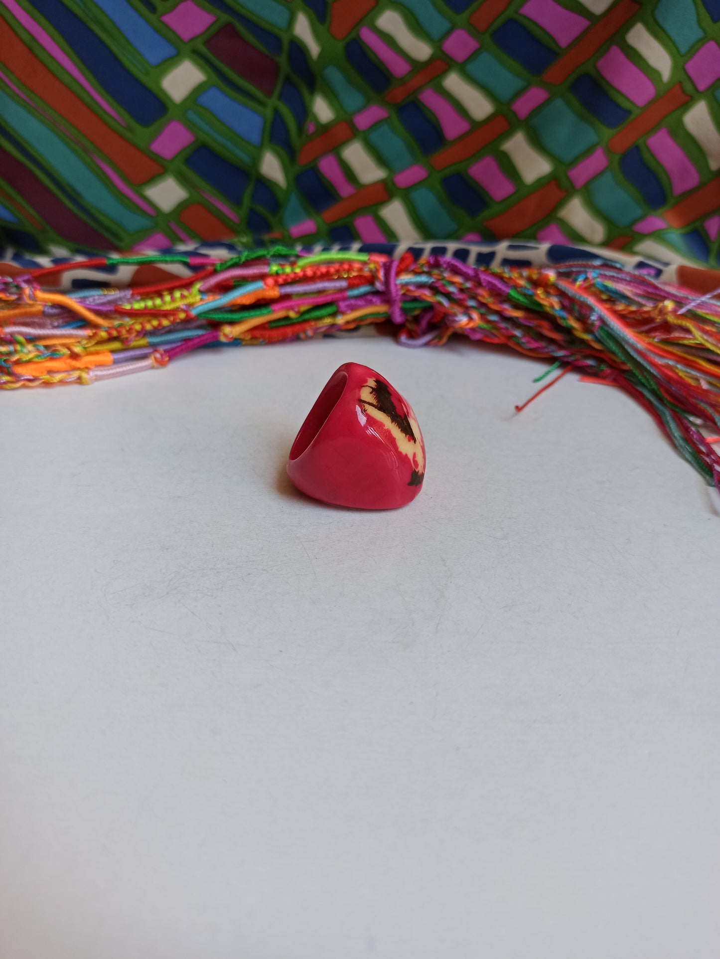 Shocking pink tagua ring