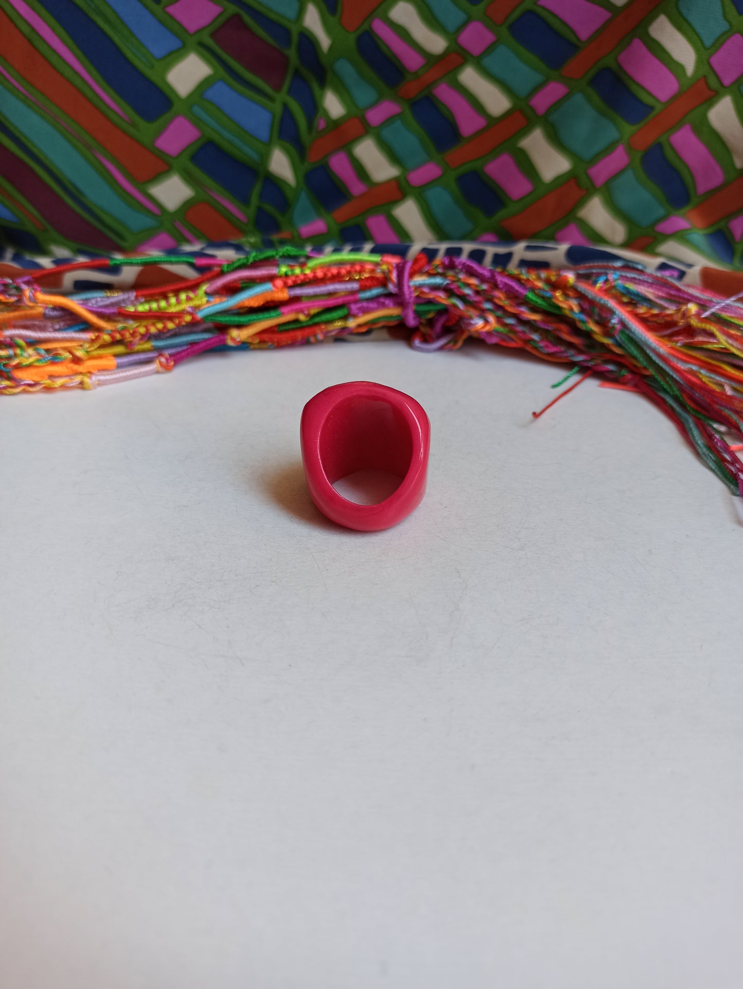 Shocking pink tagua ring