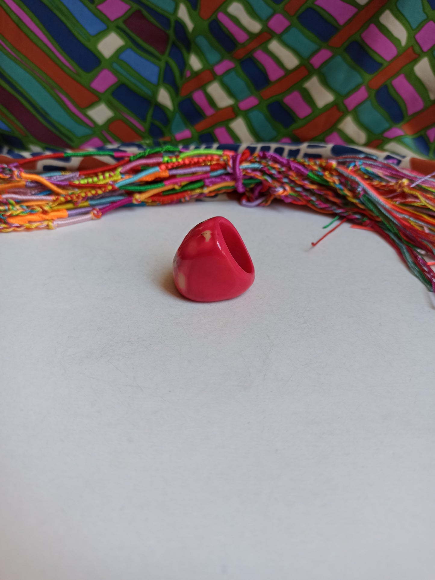 Shocking pink tagua ring