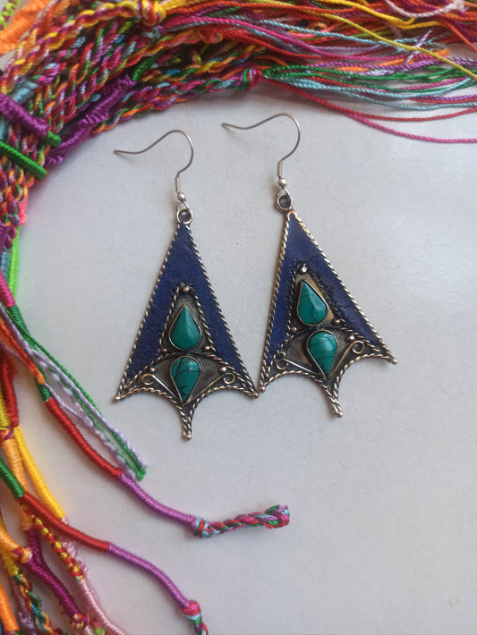 Blue and turquoise Nepalese earrings