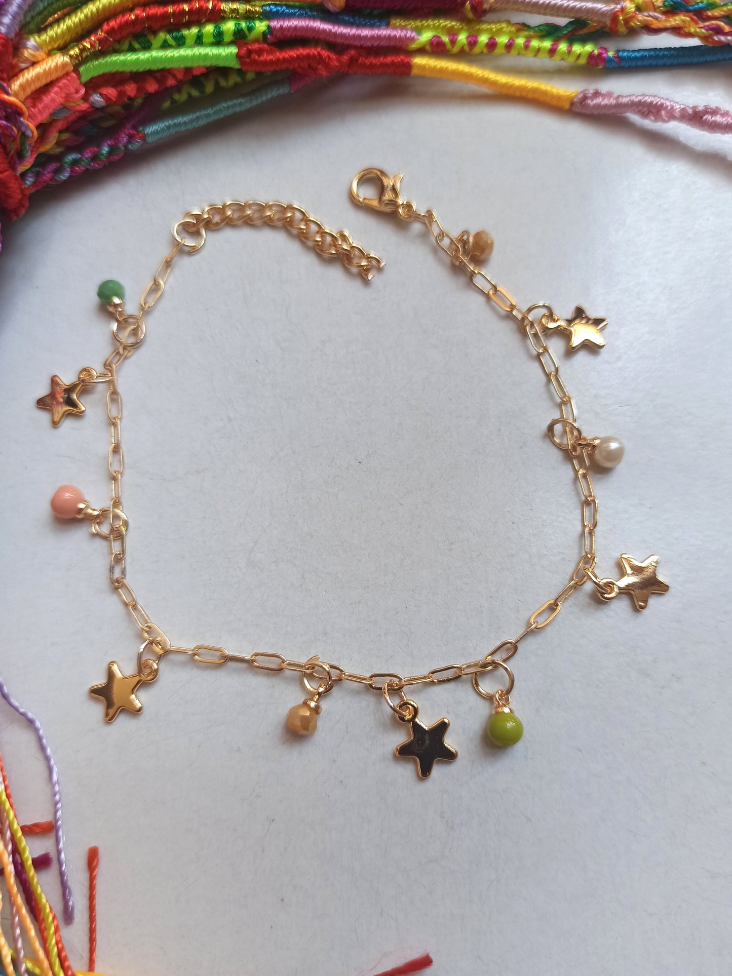 Golden star anklet