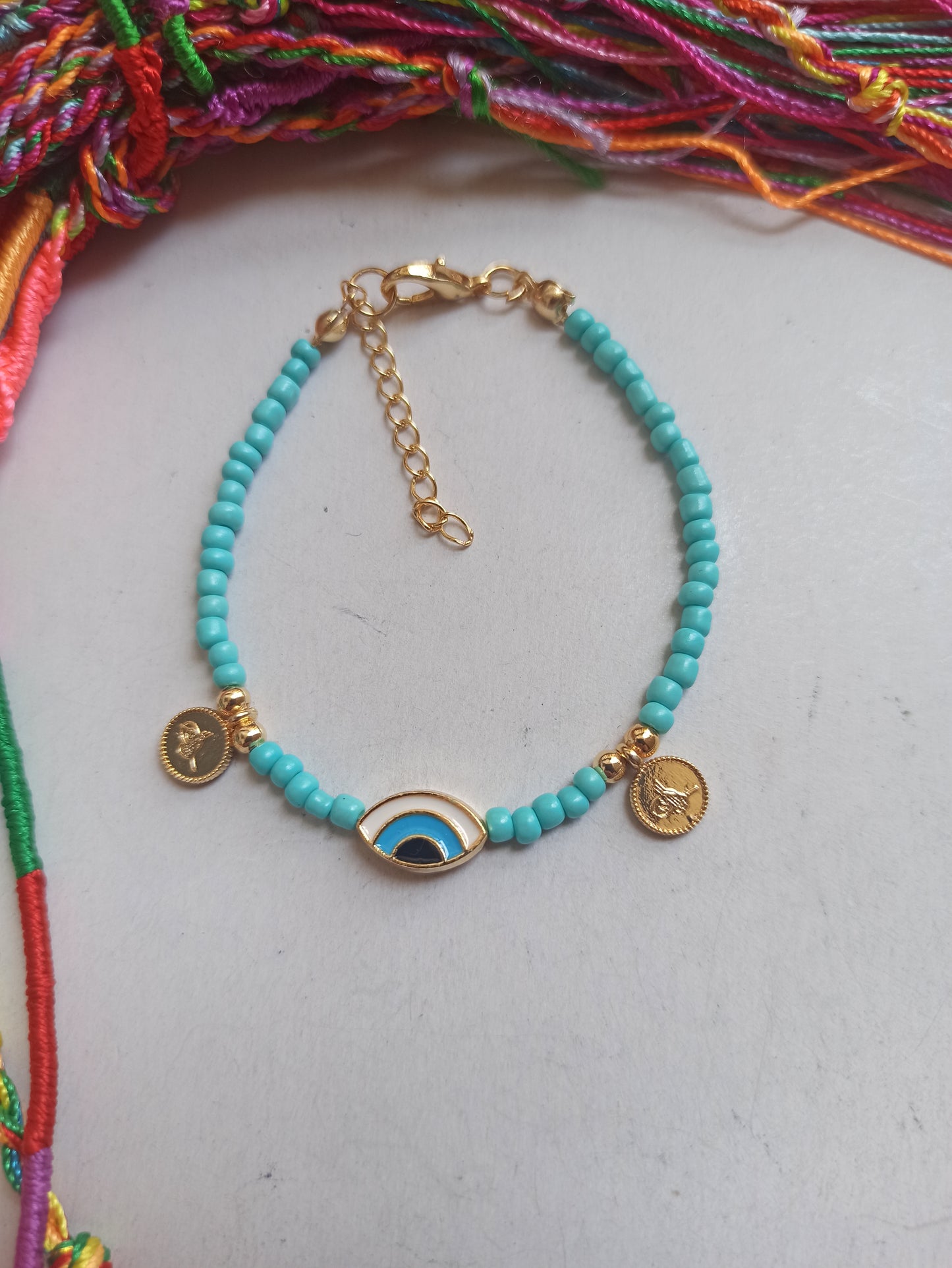 Thin turquoise eye bracelet