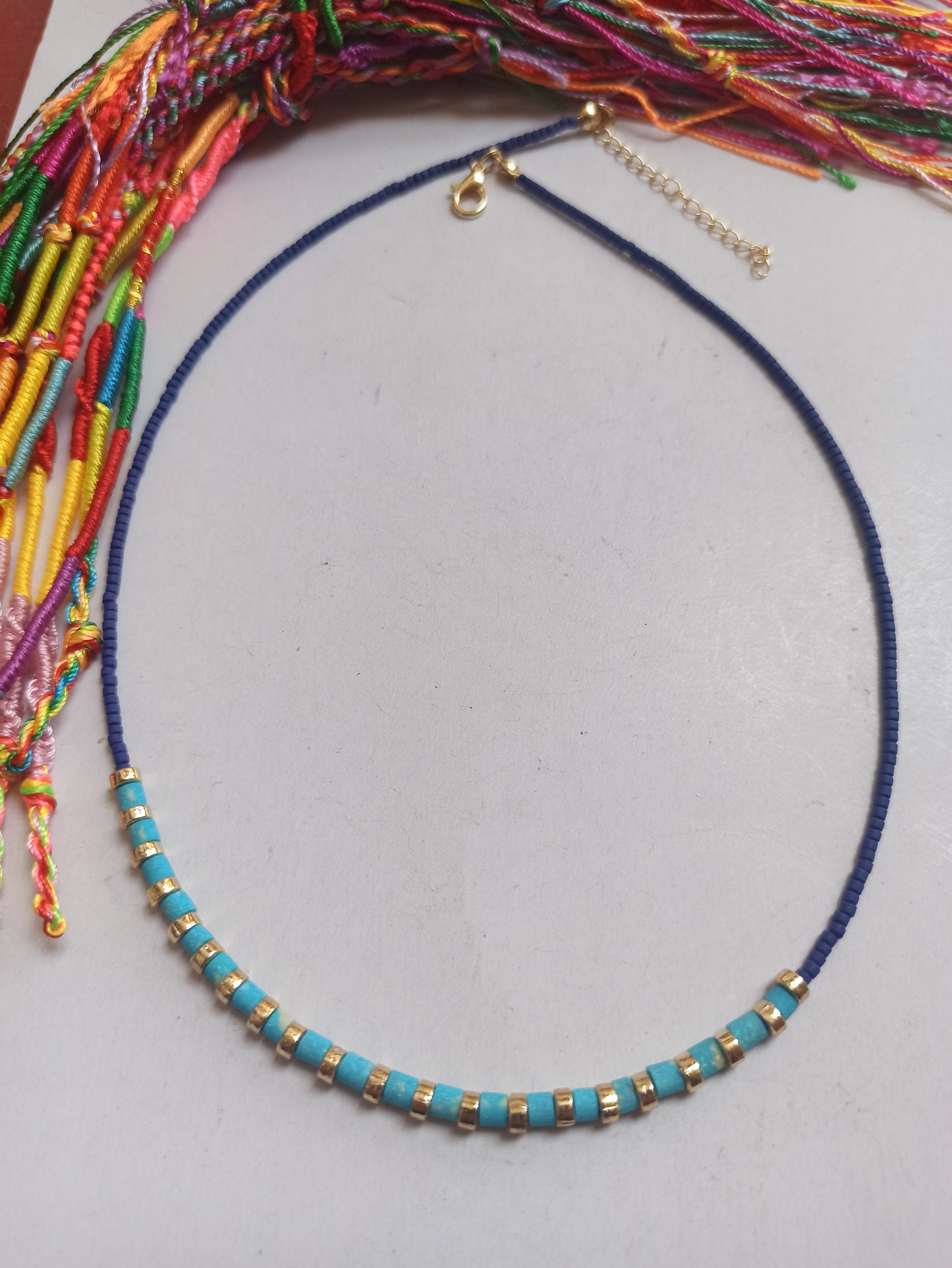 Turquoise and blue beaded necklace