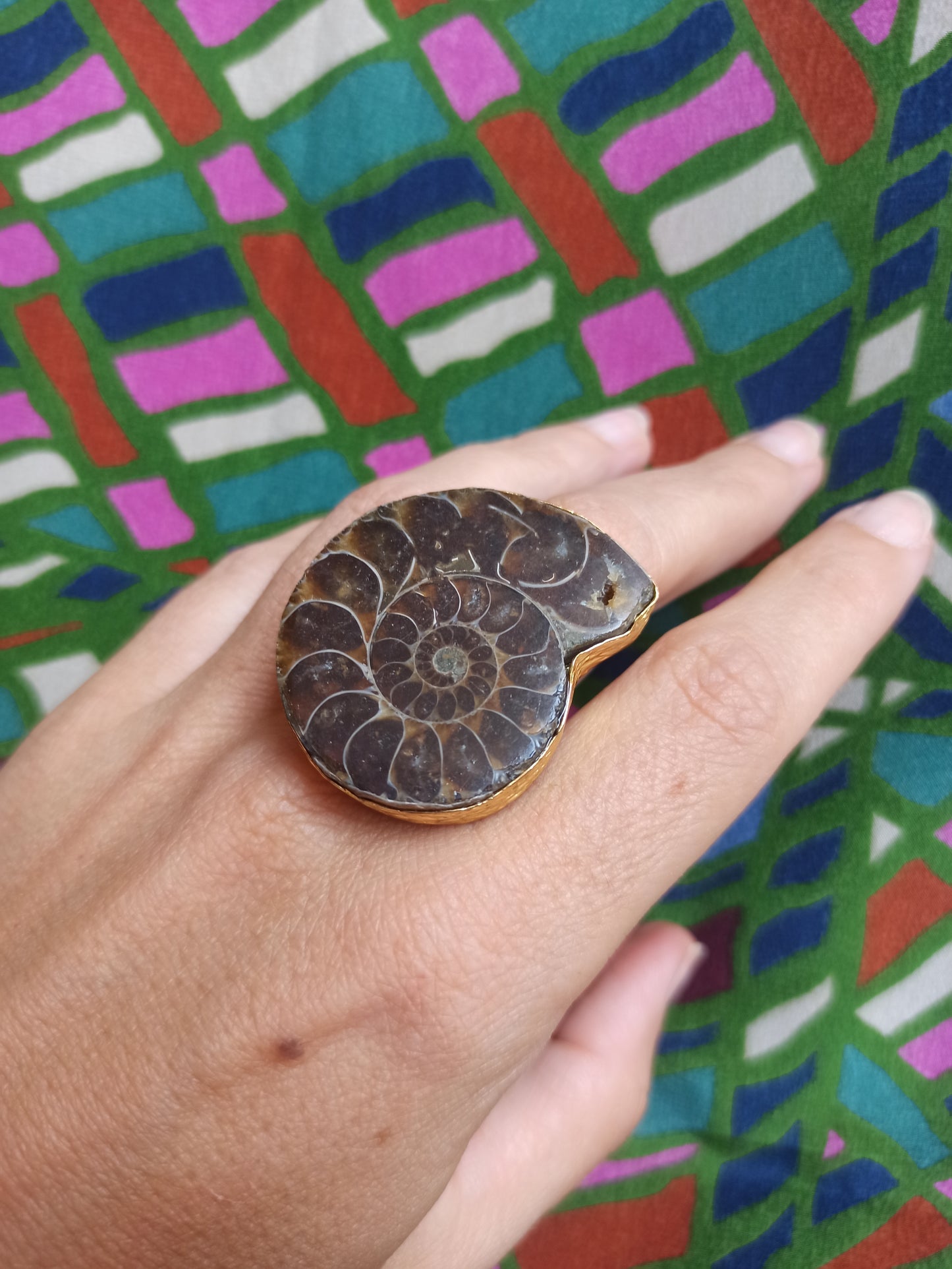 Golden Ammonite ring