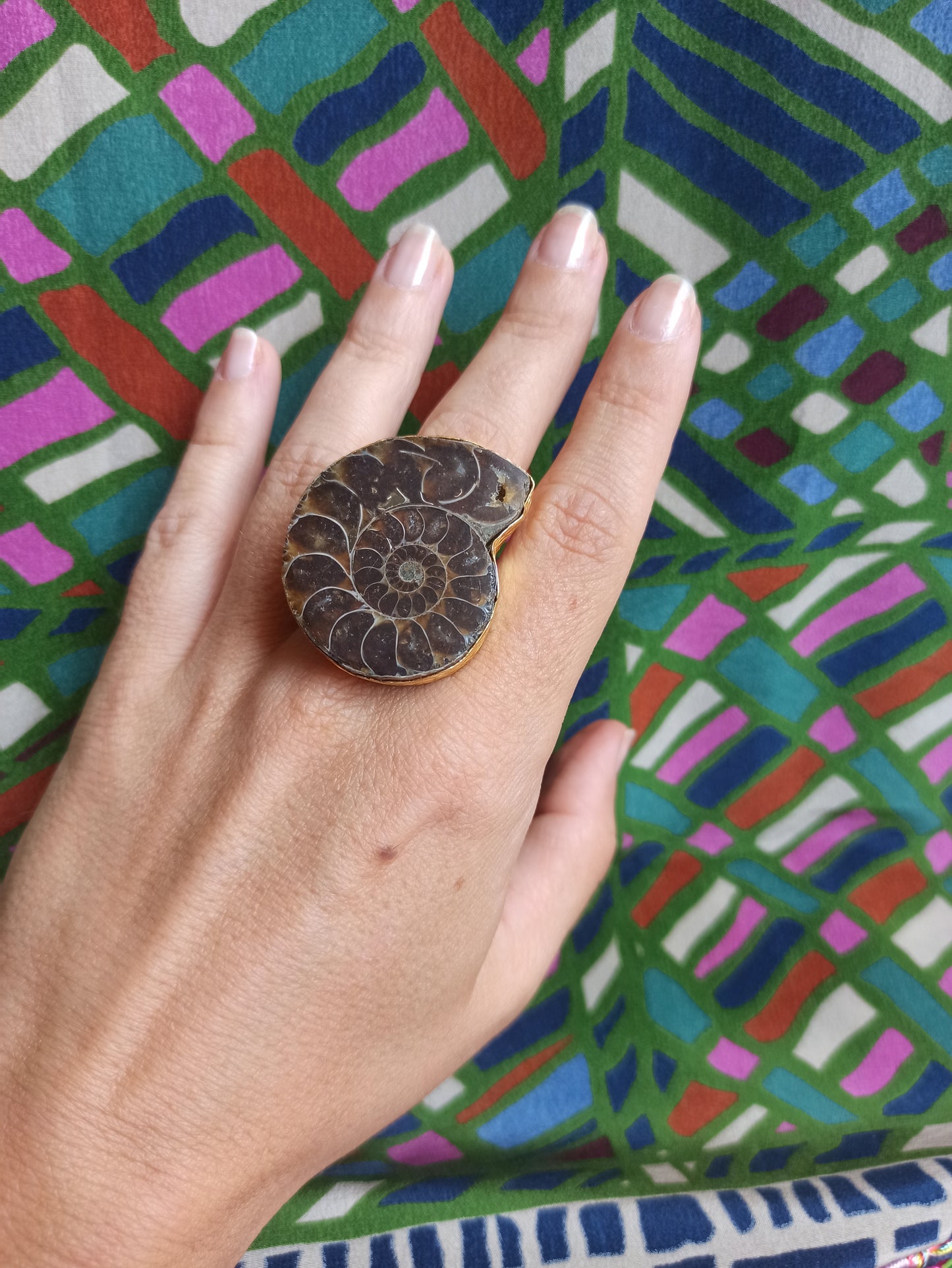 Golden Ammonite ring