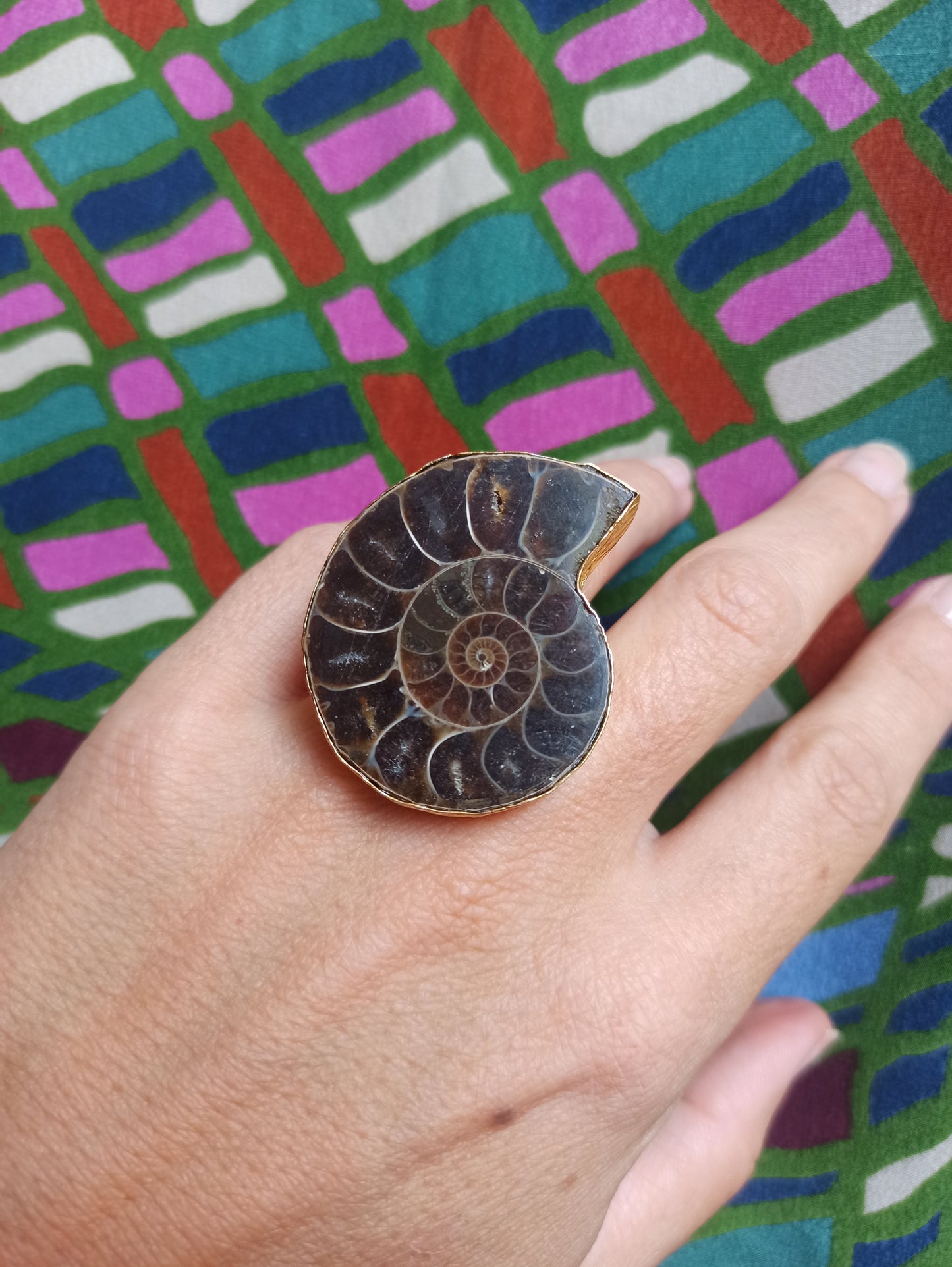 Golden Ammonite ring