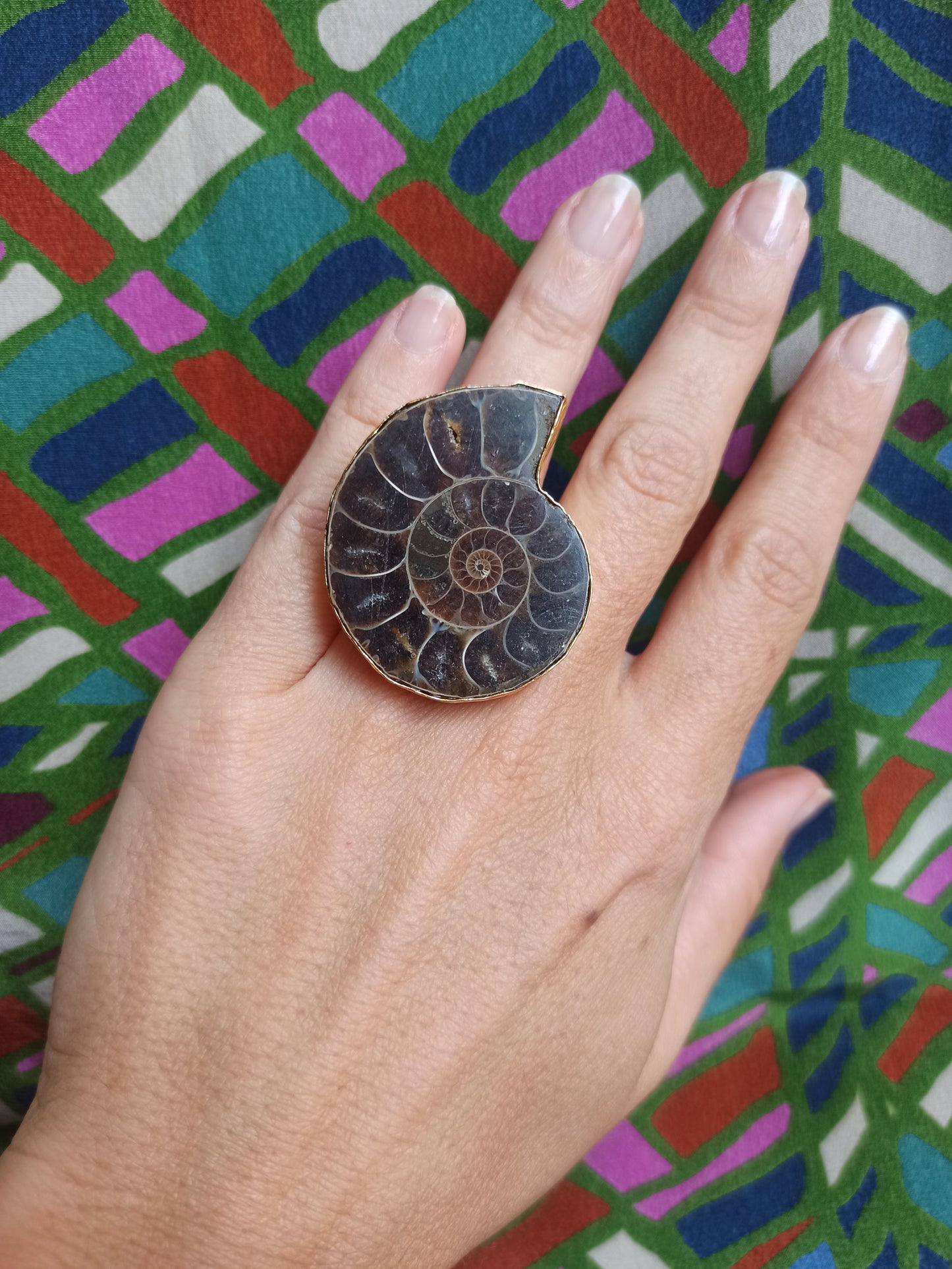 Golden Ammonite ring