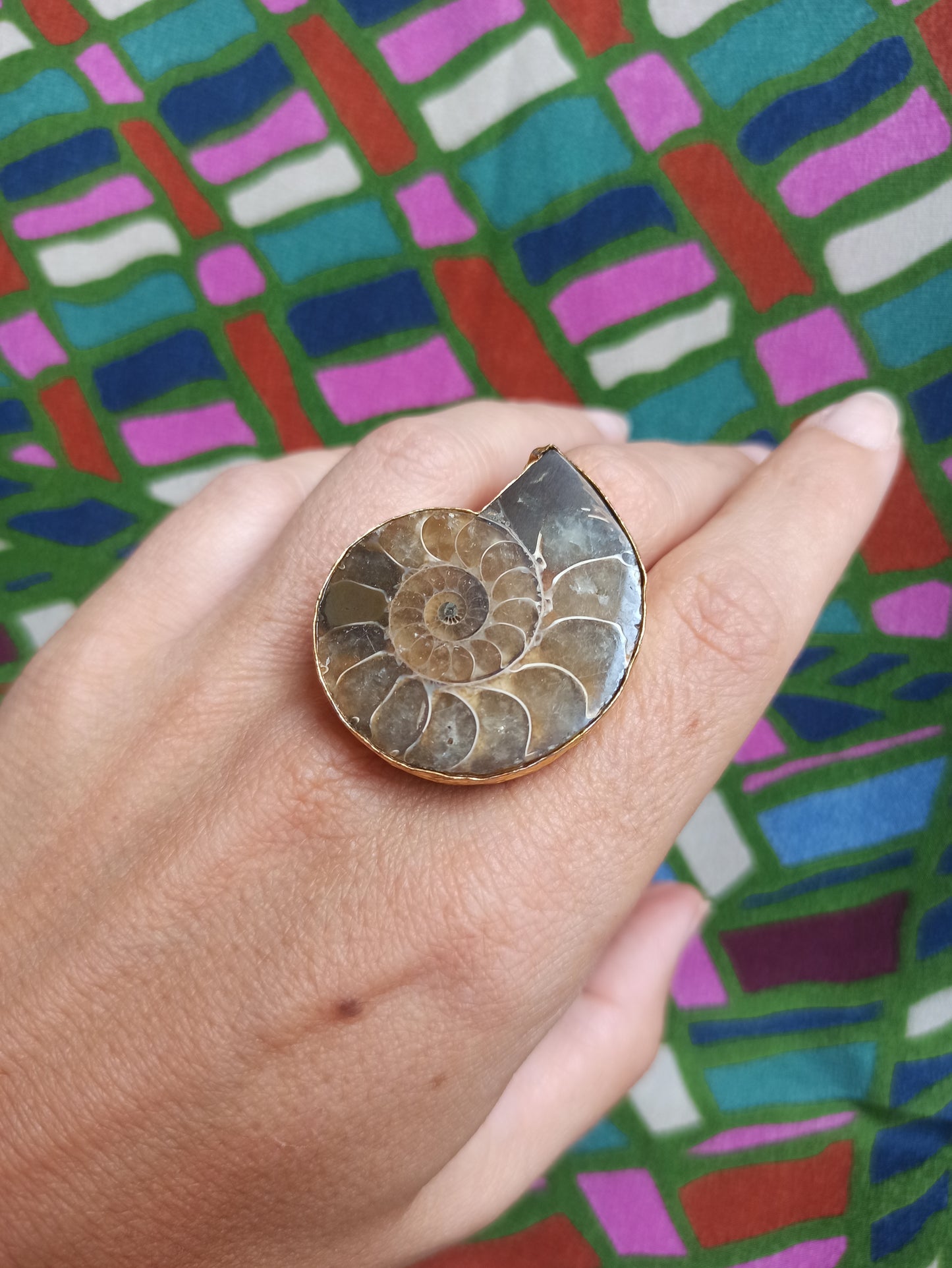 Golden Ammonite ring