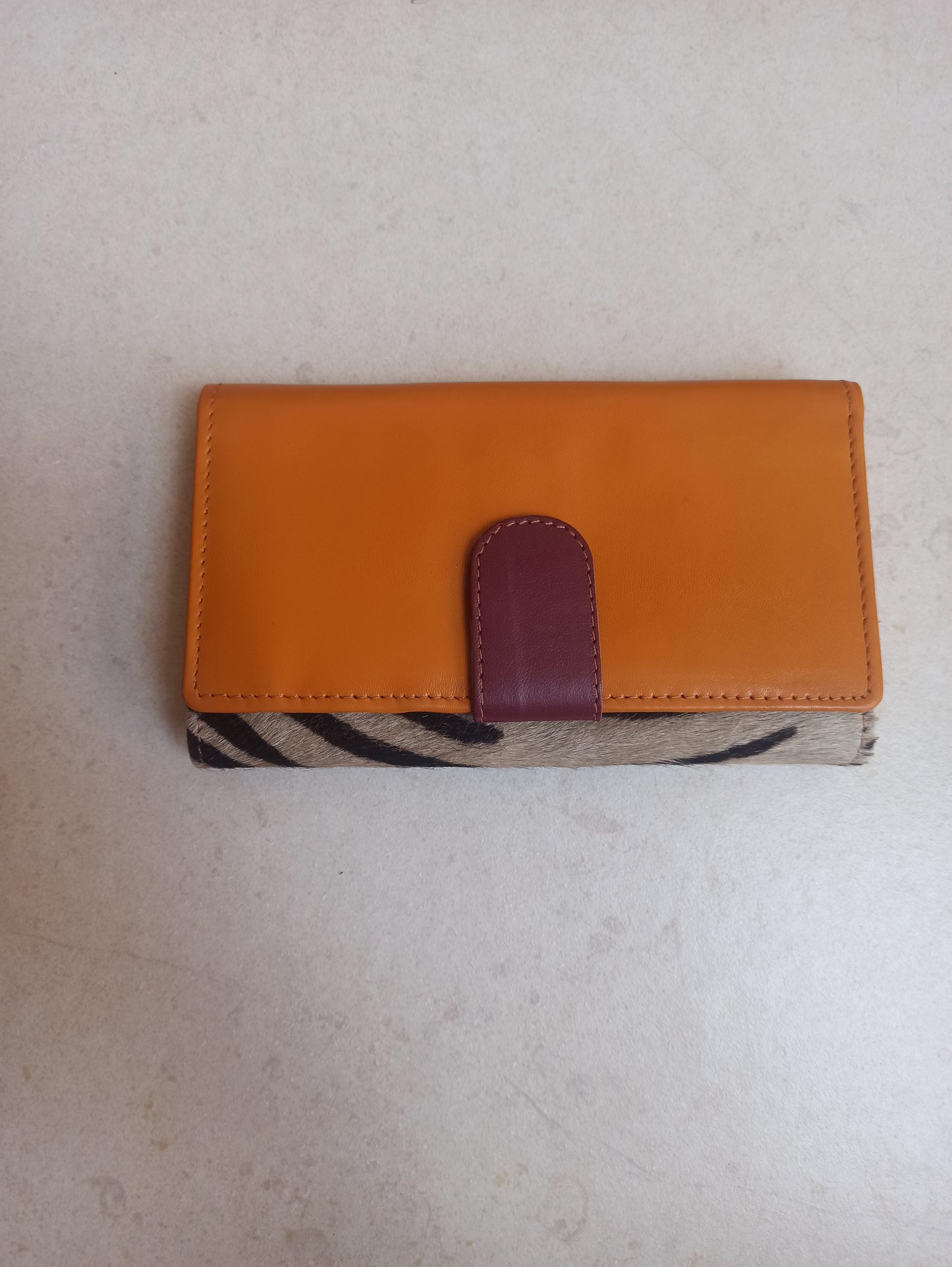 Zebra hazelnut leather wallet