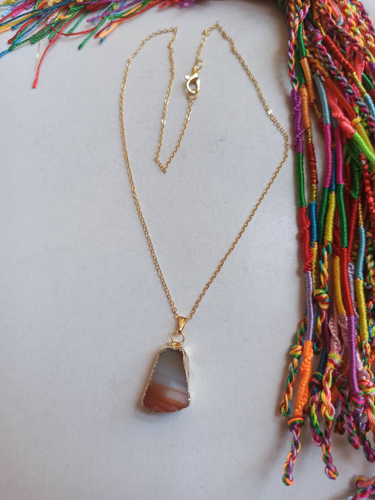 Necklace with agate pendant