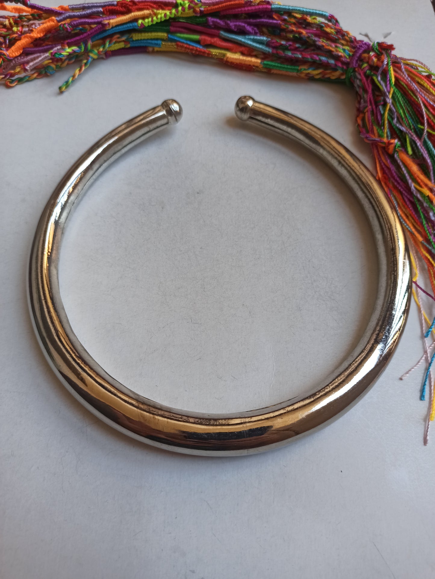 Smooth double silver collar