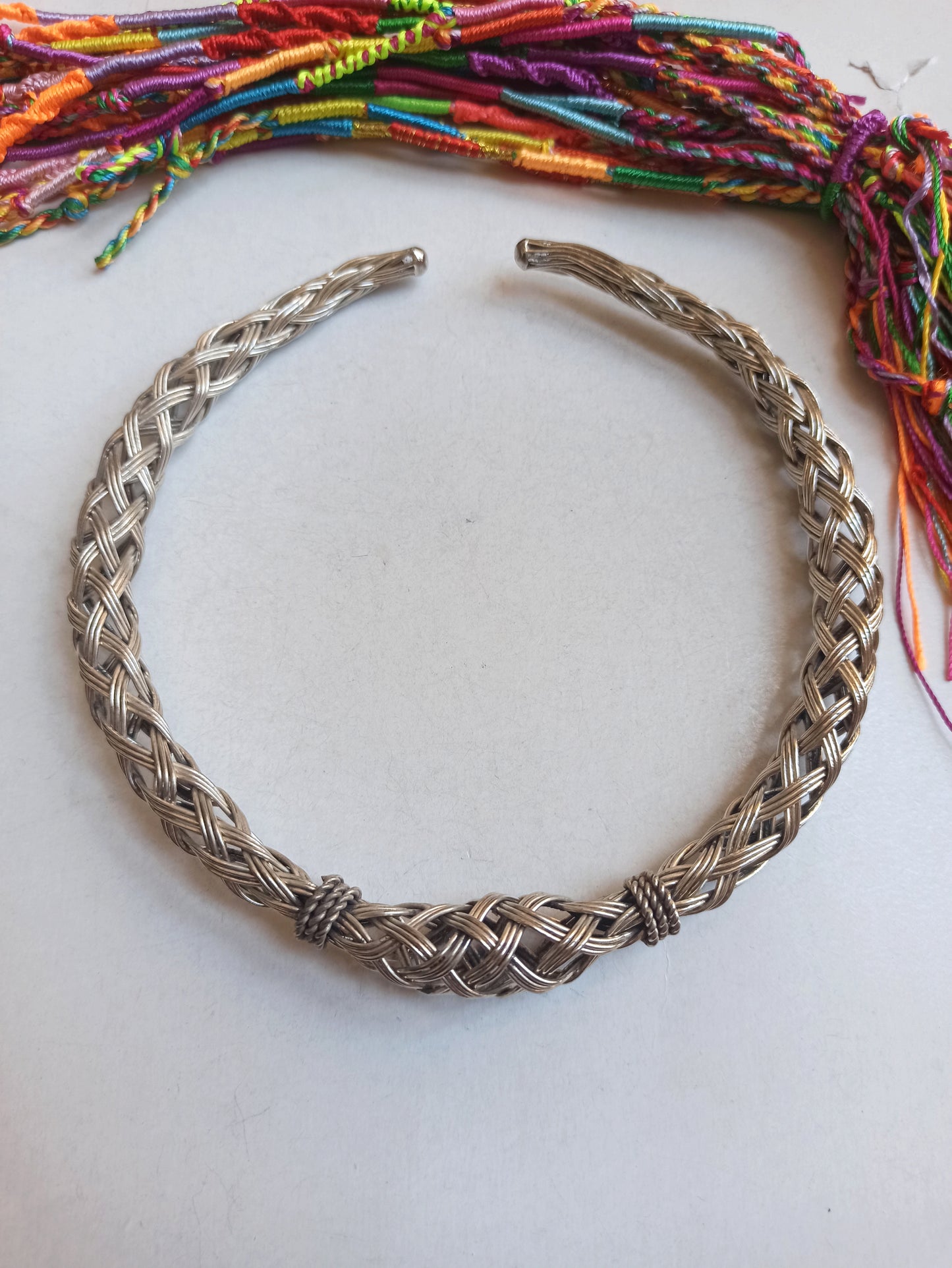 Braided silver collar