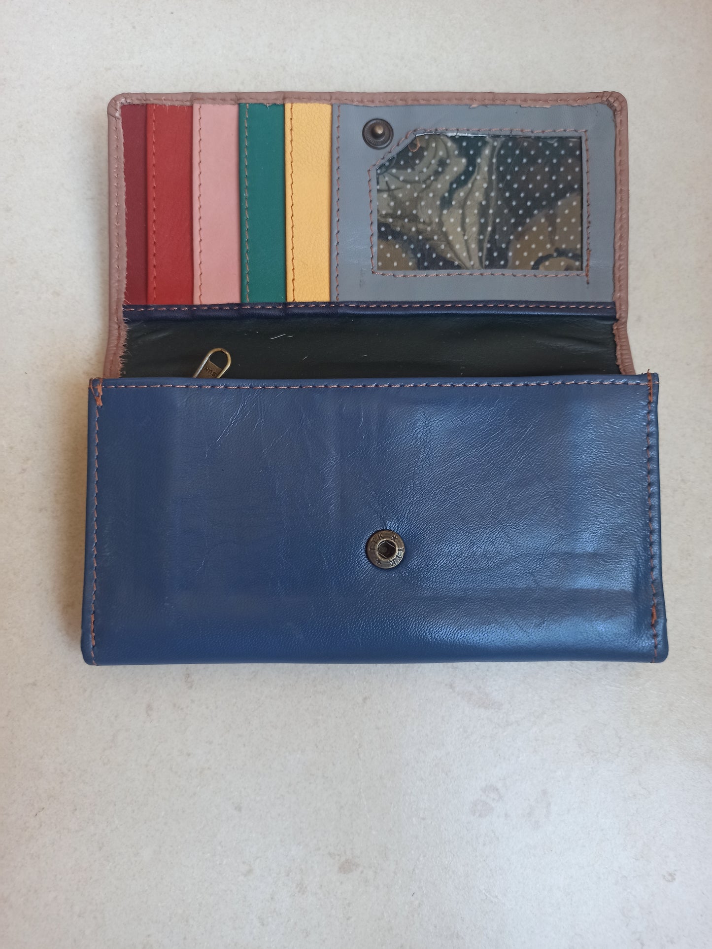 Wallet in sugar paper and beige leather