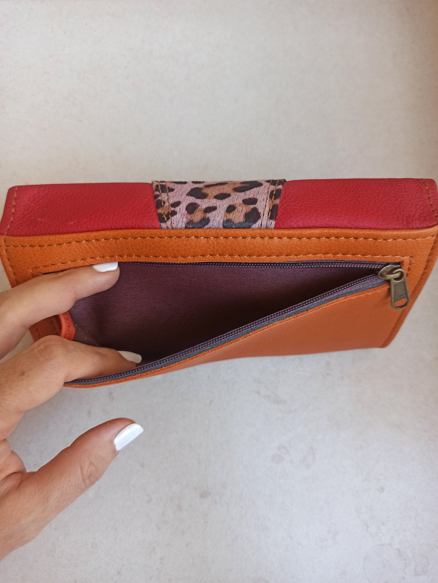 Spotted leather wallet