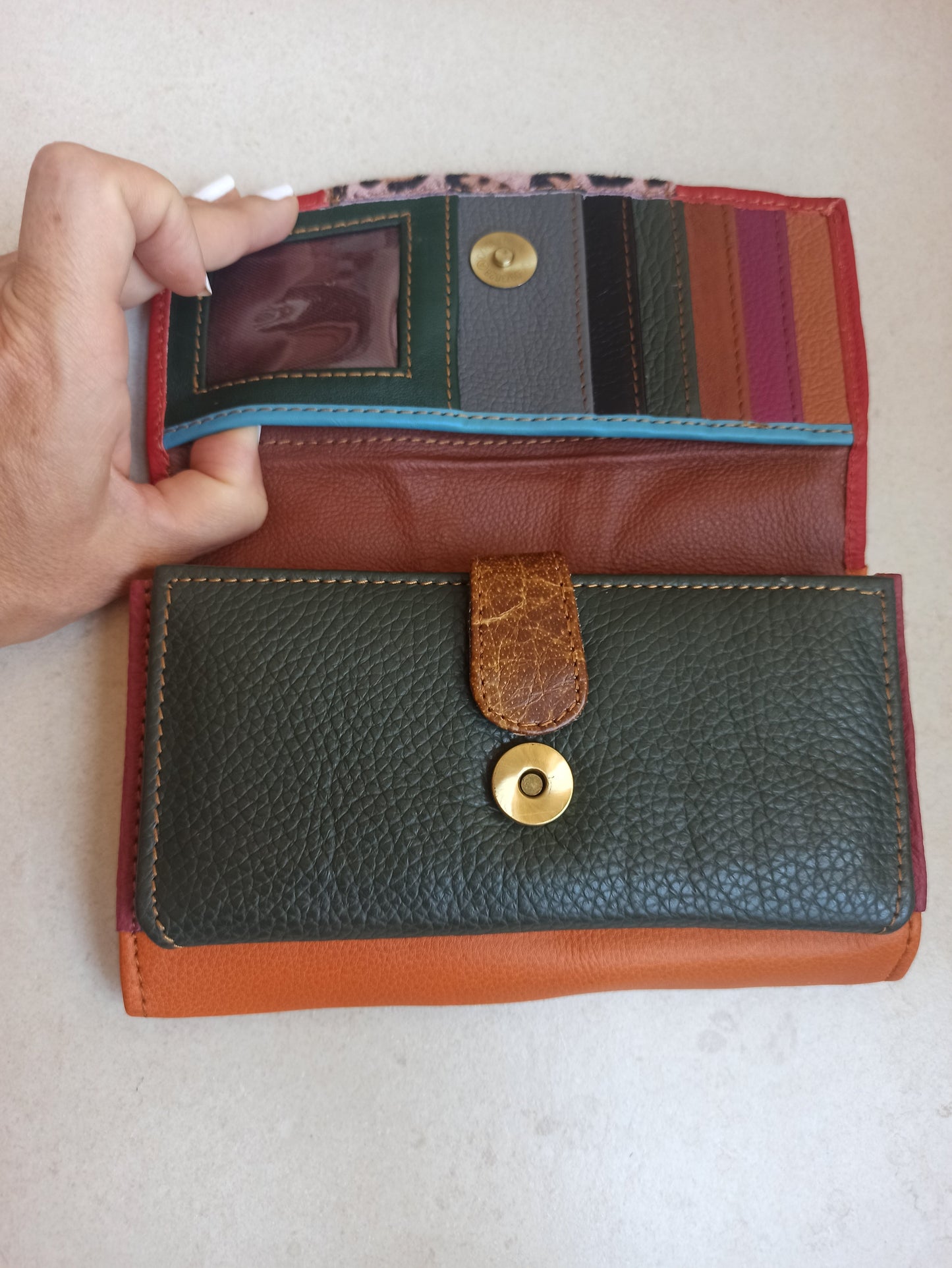 Spotted leather wallet