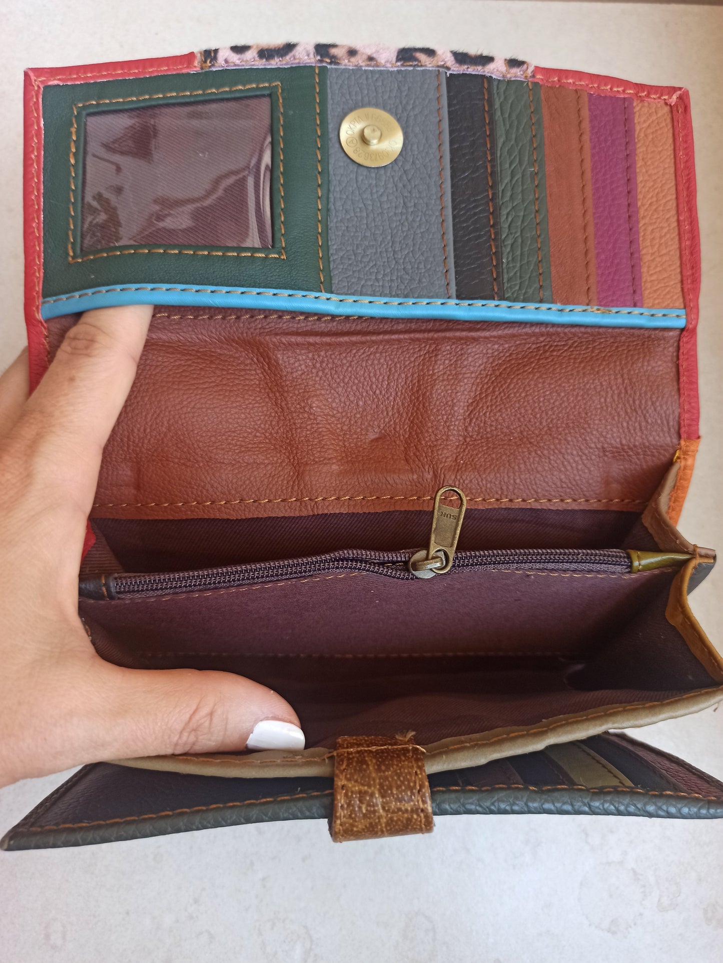 Spotted leather wallet