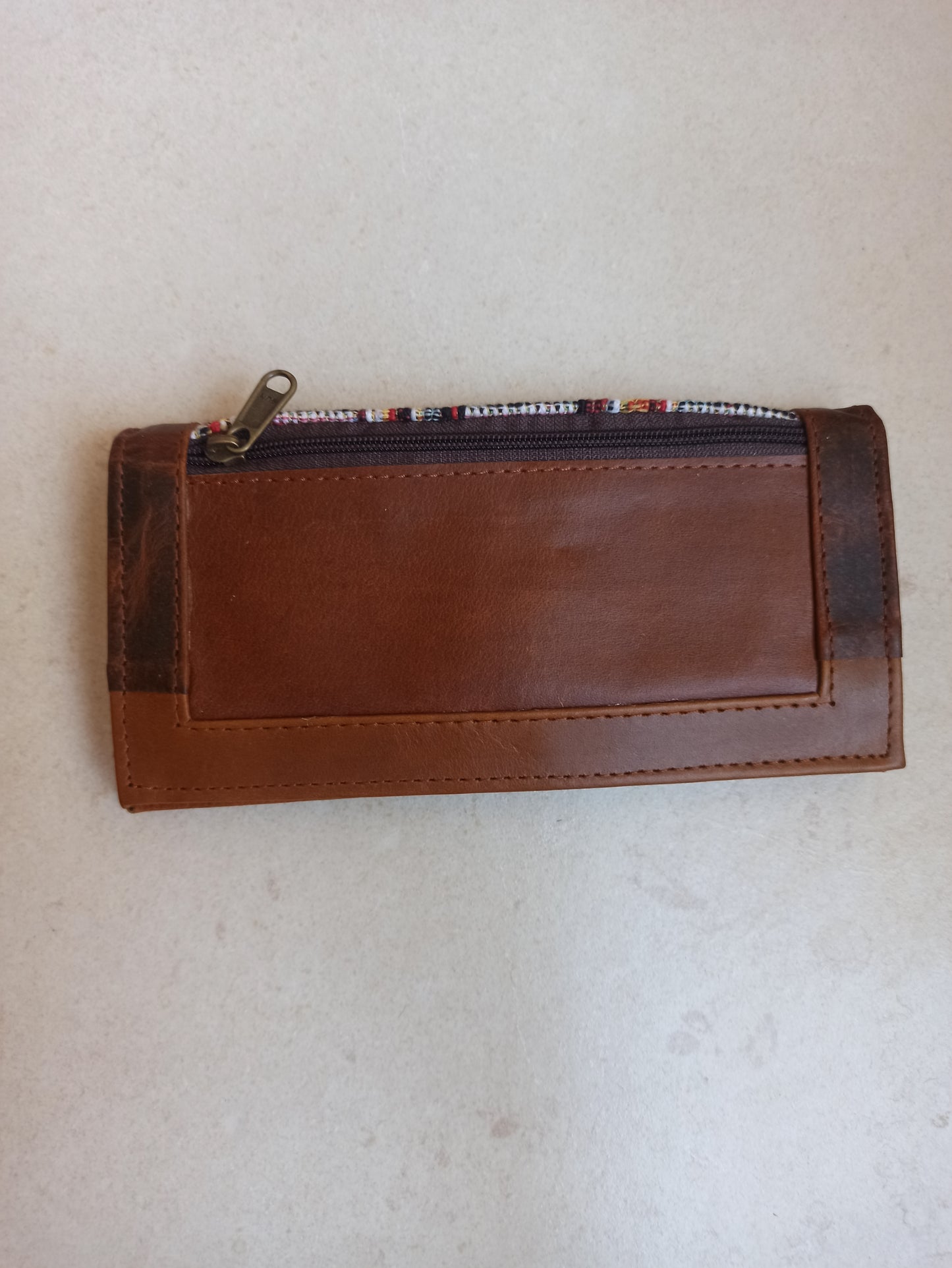 Brown fabric leather wallet