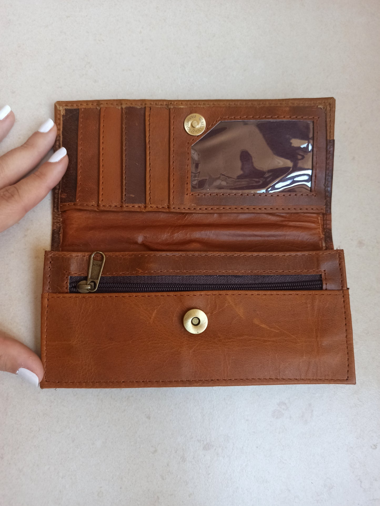 Brown fabric leather wallet