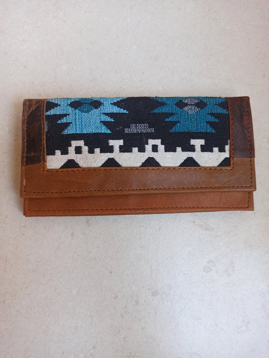 Brown fabric leather wallet