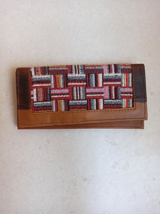 Brown fabric leather wallet