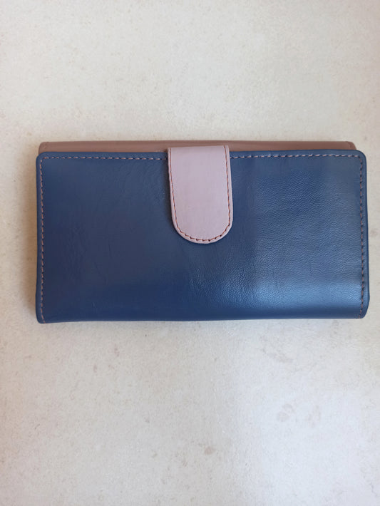 Wallet in sugar paper and beige leather