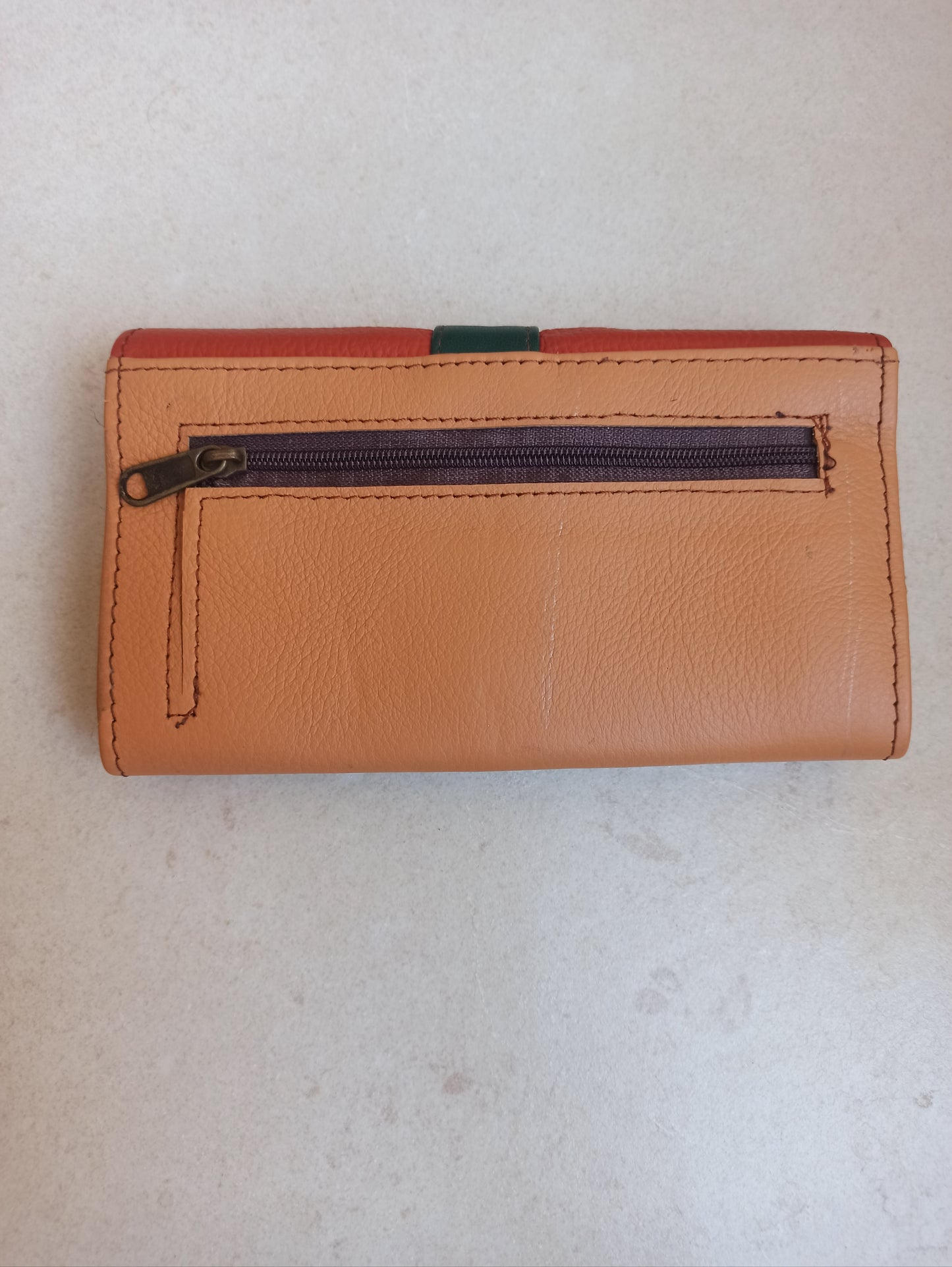 Sienna and beige leather wallet