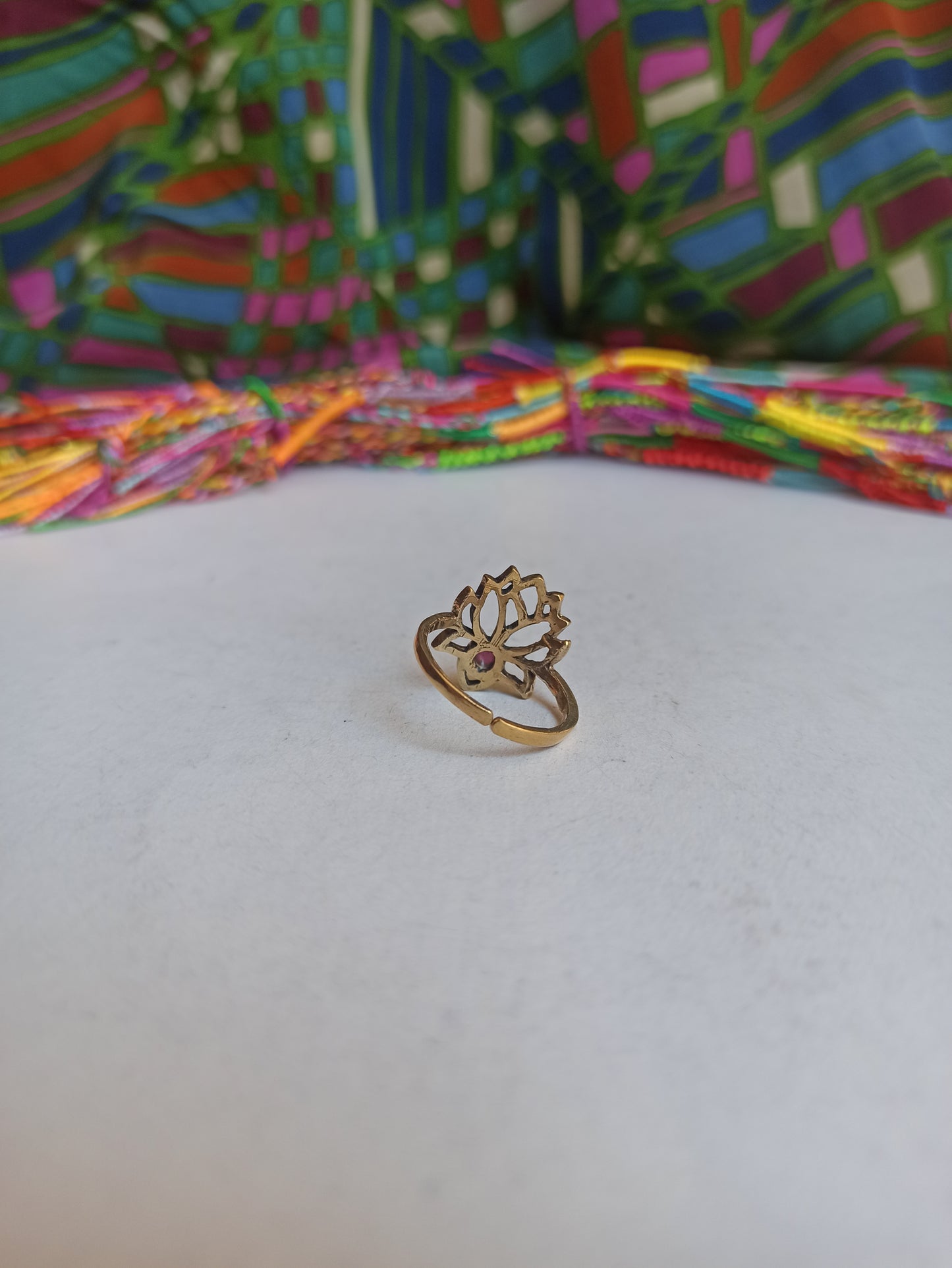 Purple lotus flower golden boho ring